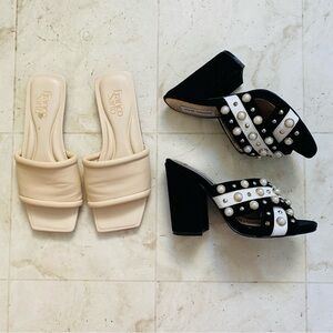Steve Madden Cove Black Suede Pearl Sandals, Franco Sarto Caven Leather Sandals